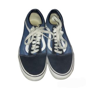 Vans Old Skool Navy Blue Canvas Suede Sneakers Shoes M 7.5 W 9